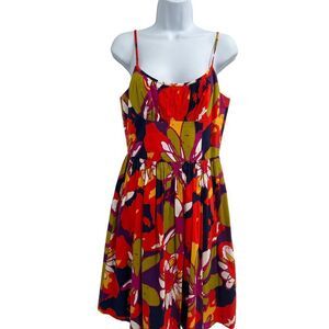 Trina Turk Summer Dress Multicolor Skater Size 8 Coastal Floral‎